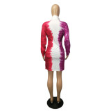 Fashion sexy gradient positioning printing dress SH7228