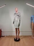 Fashion splicing hedging leopard print mid-waist slim bag hip skirt dress WY6719