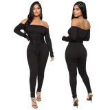 Womens autumn and winter sexy corn tube top, one-shoulder hip-lifting thin waist strapless skinny jumpsuit JLX6151