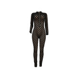 Fall/Winter Womens New Fashion Sexy Hollow Perspective Slim Jumpsuit CM811