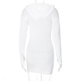 Fashion Knitting Zipper Long Sleeves Hooded Mini Skinny Sweater Dress D0A3642X