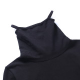 Sexy slim long-sleeved top women high neck mask type bodysuit SMT23506P