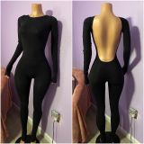 Womens big backless sexy long jumpsuit with pits JCH7040