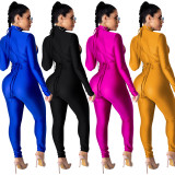 Womens tight-fitting casual solid color jumpsuit CYF3758