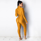 Womens tight-fitting casual solid color jumpsuit CYF3758