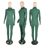Womens high collar solid color casual fashion two-piece suit P8550