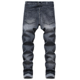 Mens ripped stretch jeans black gray straight-leg slim fit Mens TX962