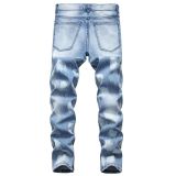 Mens zipper stretch slim jeans cotton trousers zipper buttons plus size 44 size 46 Mens trousers TX1161