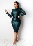 Stretch dress sequined mid-length tight pencil skirt YKS11191