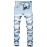 Mens straight slim non-stretch cotton jeans Light-colored Mens denim trousers TX409