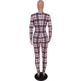 Plaid buttoned jumpsuit YH5202