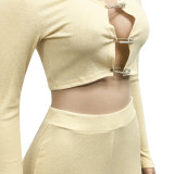 Tight-fitting solid color casual short shirt two-piece female CYF3760