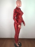 Matte snake print sexy casual suit QZ3316