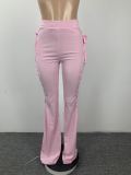 Fashion casual solid color eyelet flared pants ML7415