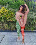 Fashion casual printed personality bat sleeve split top trousers two-piece suit SSD1196