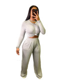 Womens loose trouser legs solid color home two-piece suit AA5210