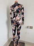 Sexy women's digital print skinny jumpsuit FF1066