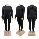 Two-piece set of solid color long-sleeved sweater and casual pencil pants CCY1386