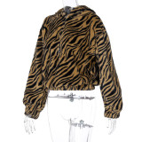 Winter Warm Printed Zipper Long Sleeves Hooded Sweater T0B3901A