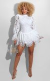 European and American women's sexy stitching lace skirt with lining R6388