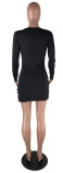 Sexy Hollow Out V-Neck Long Sleeves Mini Bodycon Dress H1608