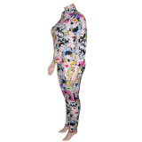 Plus Size Printed Long Sleeves Shirt With Trousers Two Pieces Sets  ONY5072