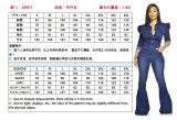 Fashion Denim Turn-Down Collar Long Sleeves Plus Size Jumpsuit  OSS20917