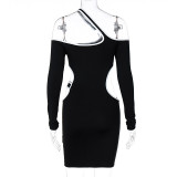 Sexy Hollow Out Long Sleeves Backless Mini Bodycon Dress  D0B3926W