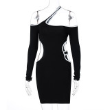 Sexy Hollow Out Long Sleeves Backless Mini Bodycon Dress  D0B3926W