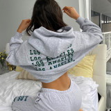 Casual Letter Printed Long Sleeves Hooded Mini Sweater  27464P