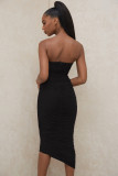 Sexy Off Shoulder Backless Pleated Midi Bodycon Dress  SUM3216A