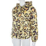 Winter Warm Leopard Printed Long Sleeves Hooded Coat A20837T