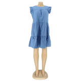 Plus Size Round Neck Sleeveless Mini Loose T-Shirt Dress  AL108