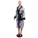 Homewear Printed Midi Loose Cardigan Sleep Dress  CY8788