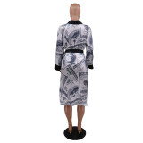 Homewear Printed Midi Loose Cardigan Sleep Dress  CY8788