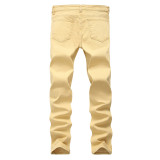 Fashion Men Hole High Waist Long Pants Skinny Jeans  TX577