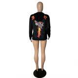 Fashion Printed Long Sleeves Hooded Sweater Sweater  F021