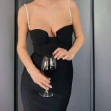 Sexy Suspenders Off Shoulder Backless Midi Bodycon Dress  VD2198