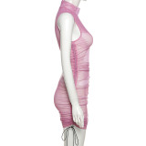 Sexy See-Through Round Neck Sleeveless Mini Bodycon Dress  K20D11295