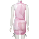 Sexy See-Through Round Neck Sleeveless Mini Bodycon Dress  K20D11295