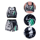 Sexy Lettter Printed Suspenders Vest With Shorts Two Pieces Sets  Y323