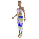 Fashion Womens colorful gradient color positioning printing 2-piece set HR8159