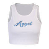 Angel letter print sports tight-fitting waistless vest women OYW38070