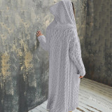 New Womens Cardigan Twist Braided Lazy Hooded Long Cardigan Sweater OYW0601