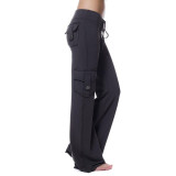 Stretch waist button pocket yoga pants OYW20208