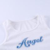 Angel letter print sports tight-fitting waistless vest women OYW38070