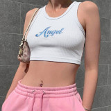 Angel letter print sports tight-fitting waistless vest women OYW38070
