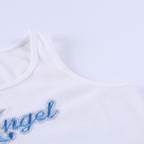 Angel letter print sports tight-fitting waistless vest women OYW38070