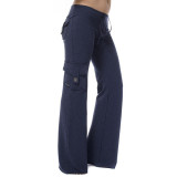Stretch waist button pocket yoga pants OYW20208