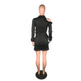 Sexy fashion ripped wooden ear dress BS1256